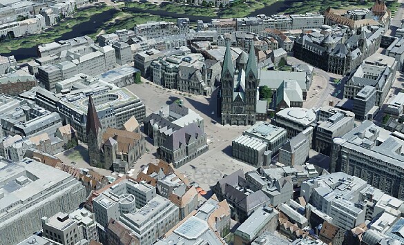 3-dimensionales Stadtmodell mit texturierten Gebäuden