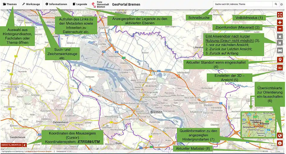 GeoPortal Benutzeroberfläche