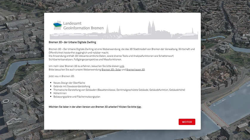Bild vom Infofenster auf der Startseite