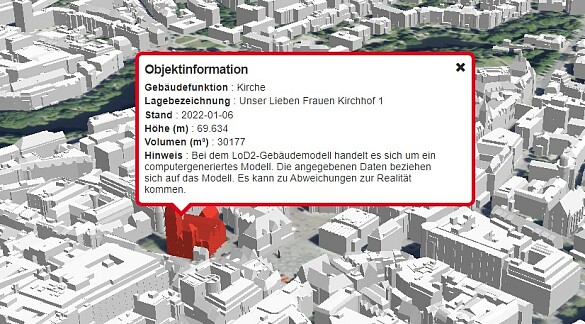 Objektinformationen zu einem 3D- Objekt