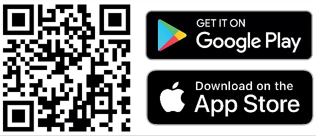 QR-Code und Logos zu App-Stores