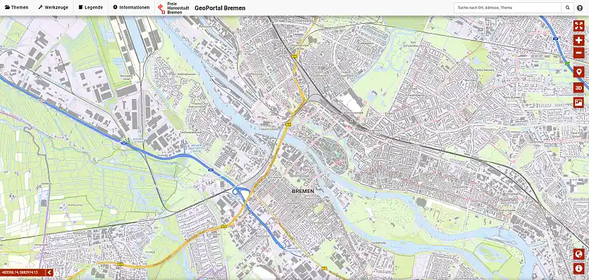 Startbildschirm GeoPortal Bremen