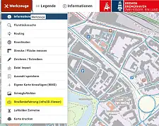 Bildschirmausschnitt mit Anzeige der Werkzeuge