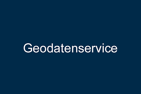 weiße Schrift auf blauem Hintergrund: Geodatenservice